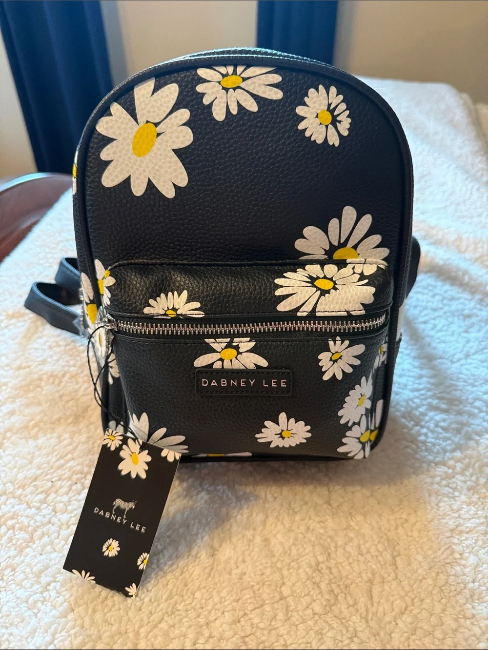 Dabney Lee Black Daisy Mini Backpack with Yellow Centers